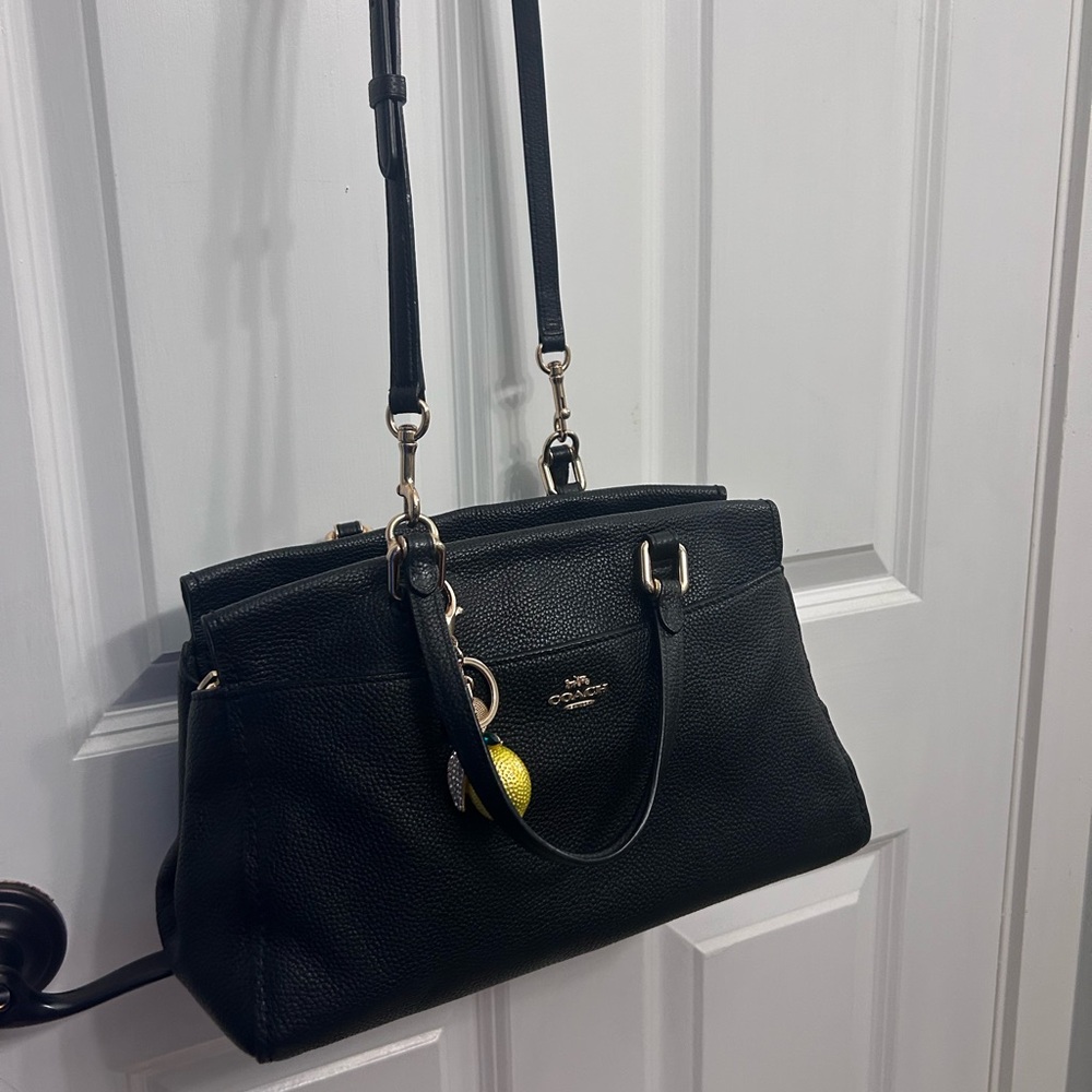 Coach Fulton Satchel 2 way bag black pebbled leather - Picture 4 of 12
